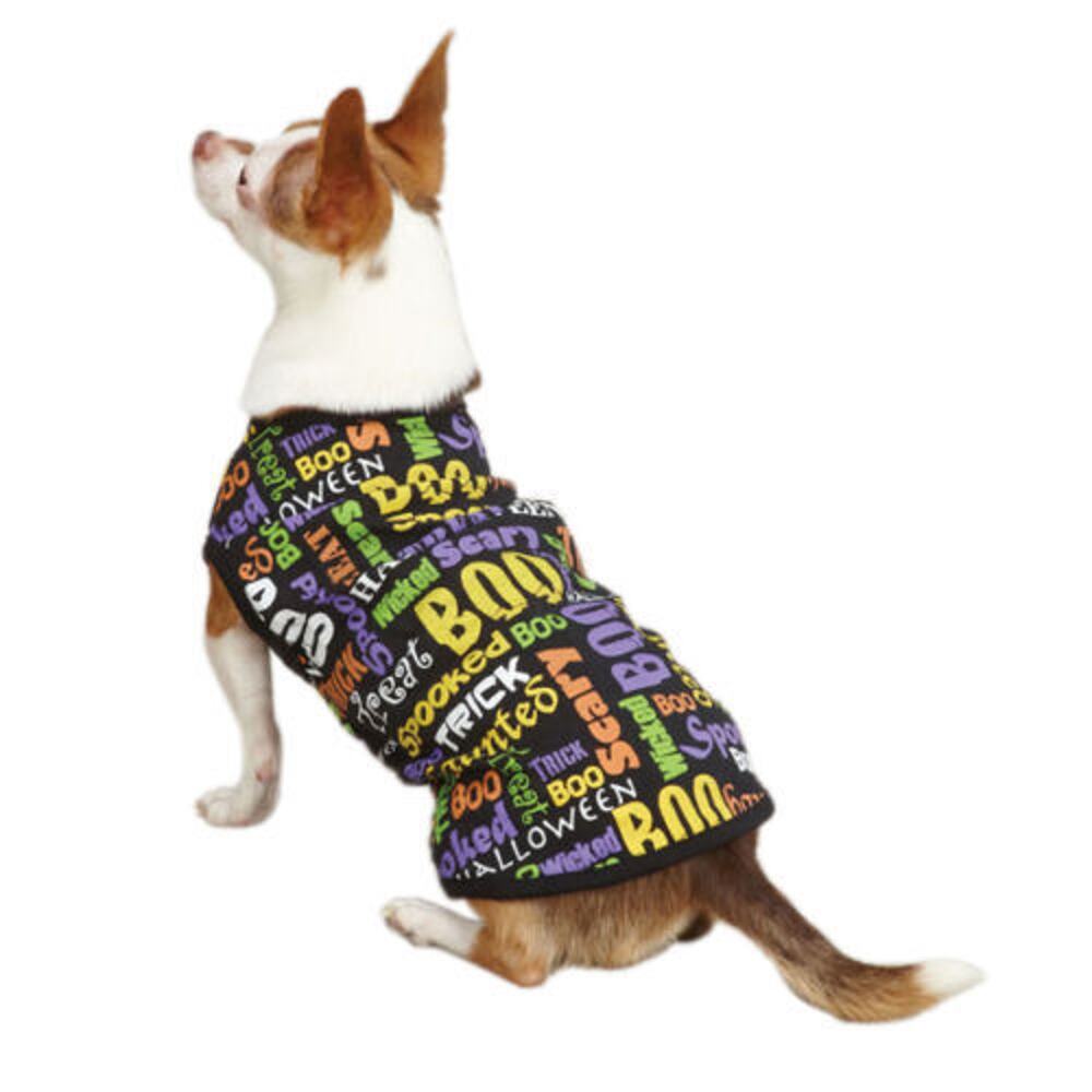 HALLOWEEN Dog Cat DOGGY DOODLES T-Shirt Tee Glows in the Dark Words NEW TAG